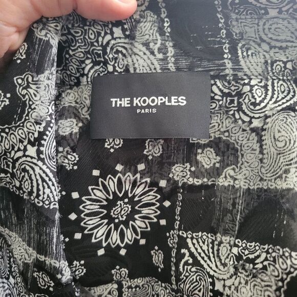 The Kooples Bandana Print Button Down Shirt Size Small Black & White Paisley - Picture 7 of 9